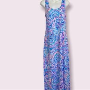 Lilly Pulitzer maxi dress 👗 size small purple blue 💜 turquoise pink seashells